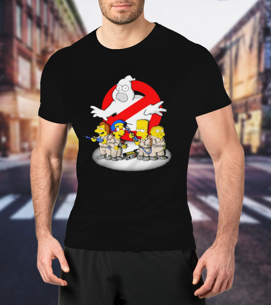 The Simpsons Homer Ghostbusters Parody With Bart And Friends In Uniforms T-Shirt