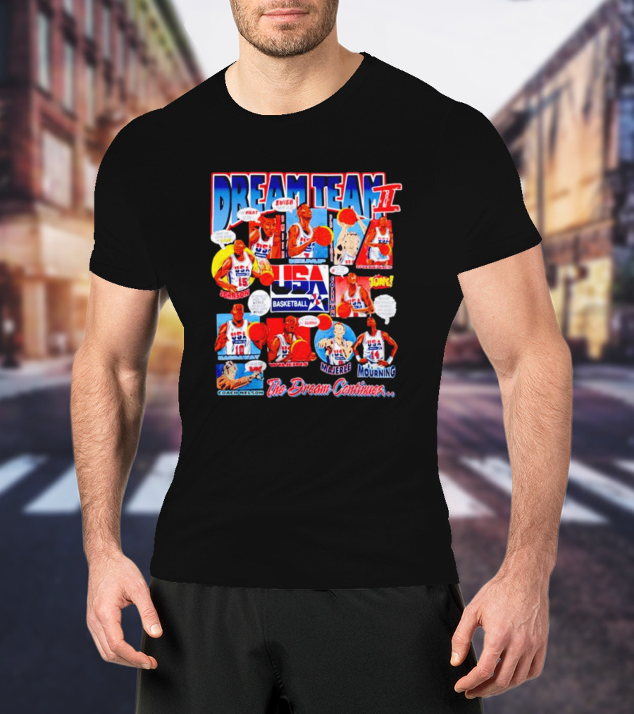 USA Basketball Dream Team II The Dream Continues Johnson Majerle Mourning T-Shirt