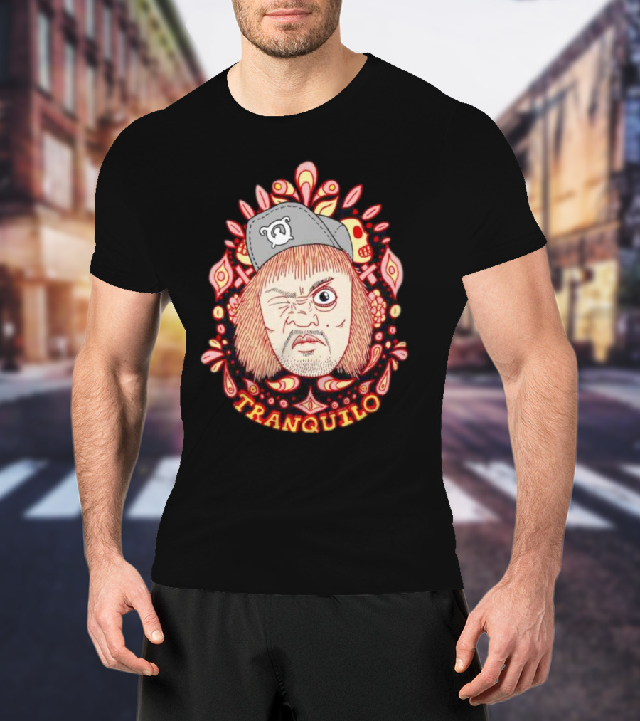 Wrestling Pro Tranquilo Character Art With Hat And Floral Background T-Shirt