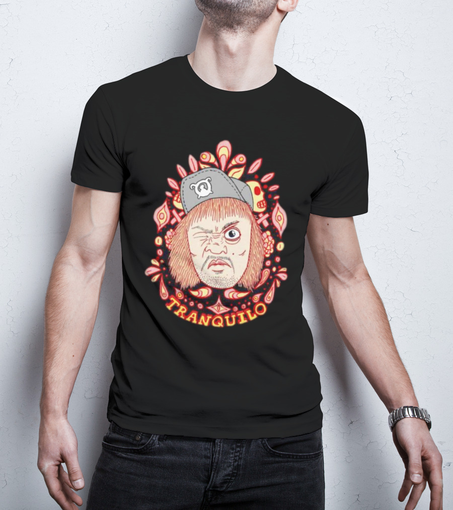 Wrestling Pro Tranquilo Character Art With Hat And Floral Background T-Shirt