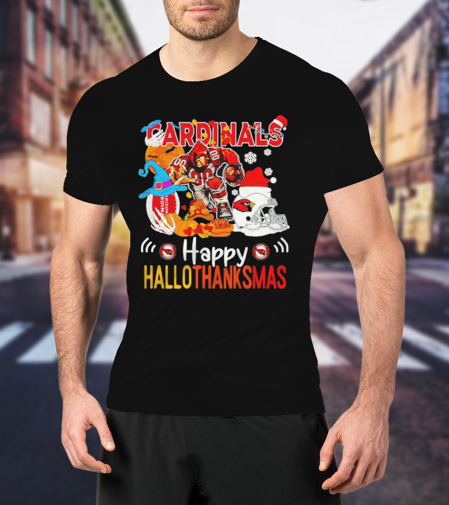Cardinals Mascot 88 Happy Hallothanksmas Arizona T-Shirt