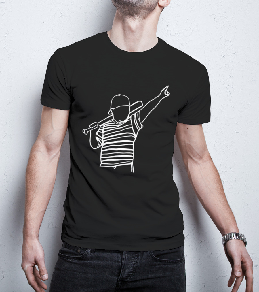 Baseball Player Stripe Pose Drawing T-Shirt