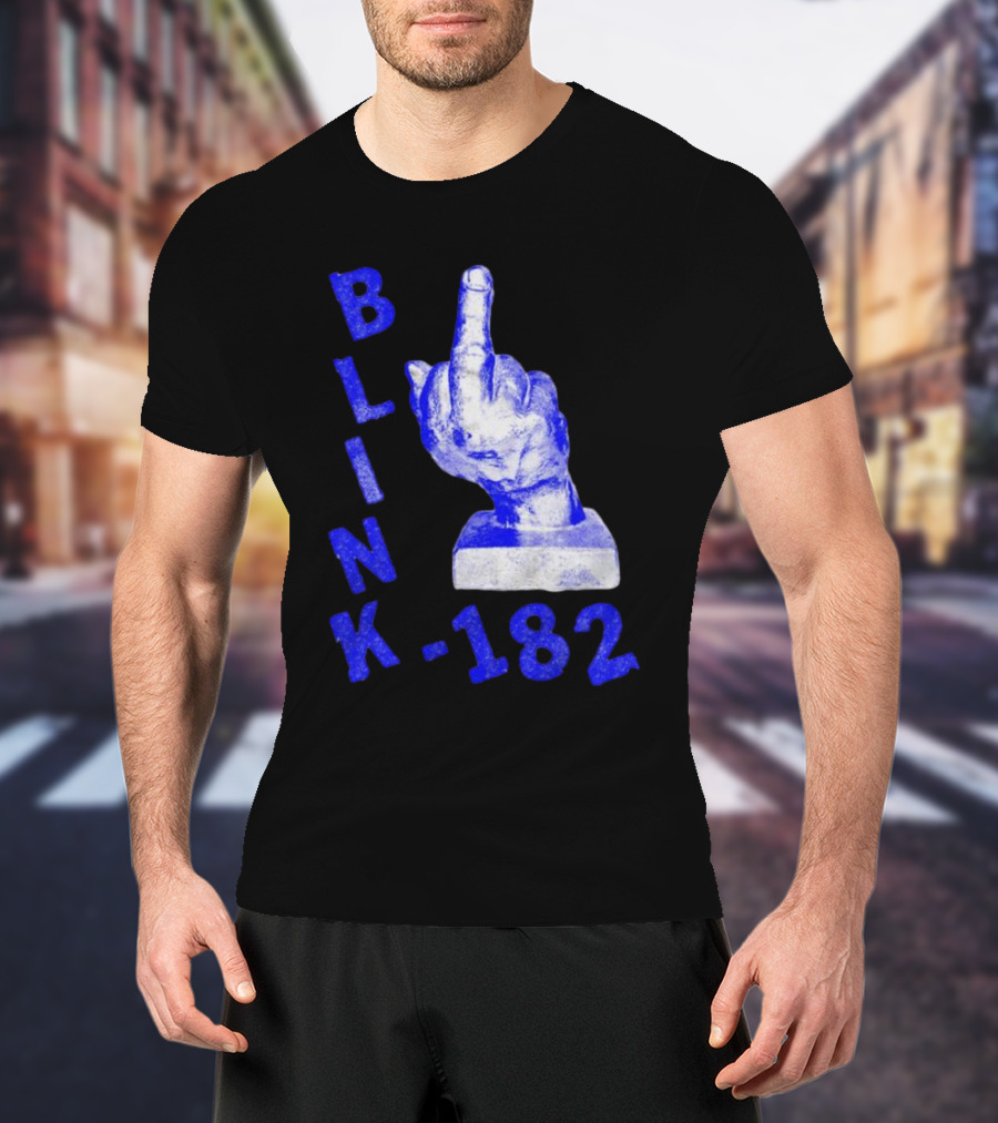 BLINK 182 Middle Finger Statue Gesture T-Shirt