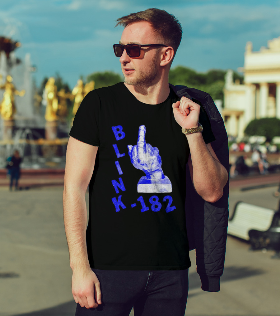 BLINK 182 Middle Finger Statue Gesture T-Shirt