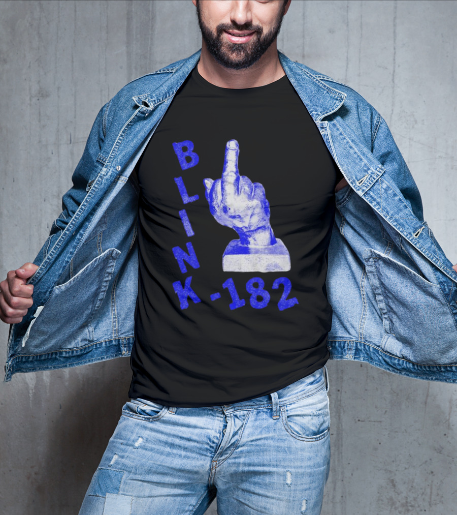 BLINK 182 Middle Finger Statue Gesture T-Shirt