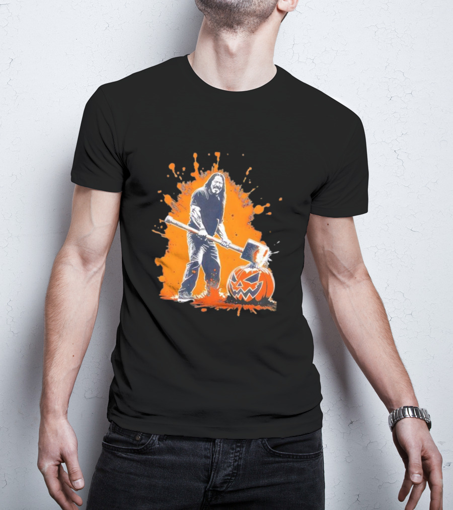 Danny Trejo Hammer Pumpkin Smashing Halloween Bash Iconic T-Shirt