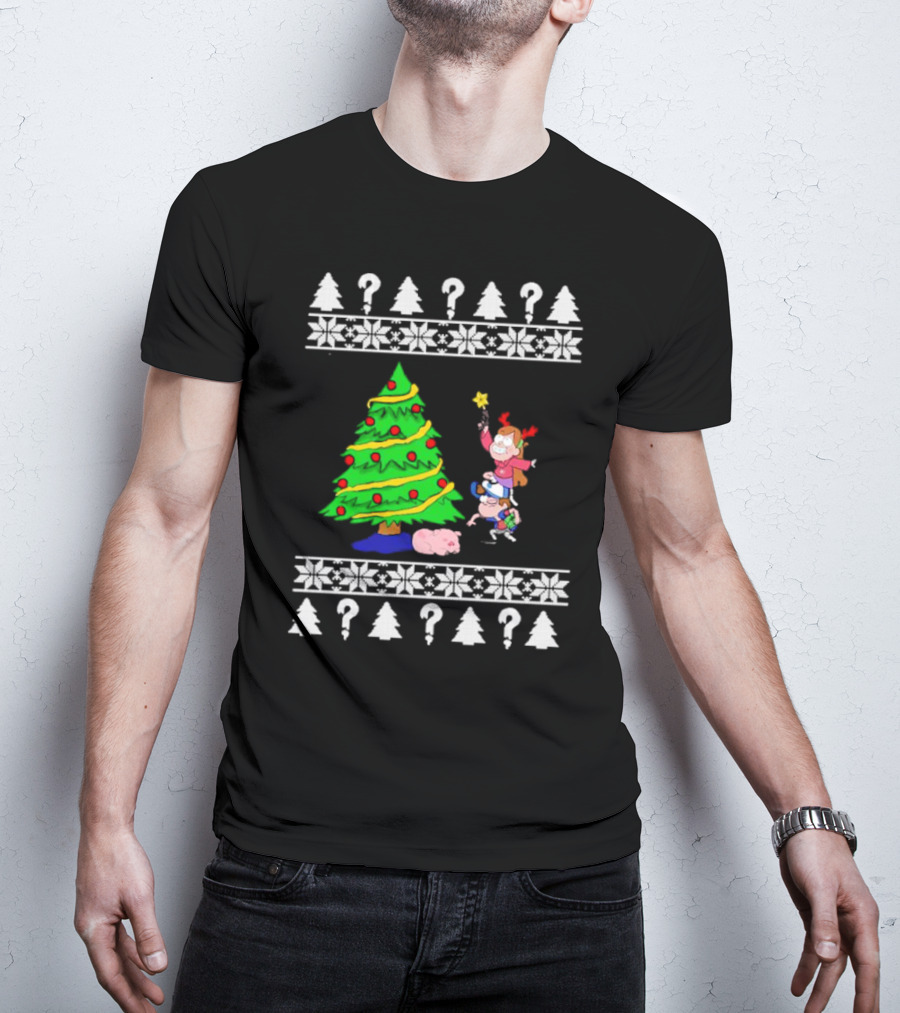 Gravity Falls Christmas Tree With Mabel And Waddles In Festive T-Shirt
