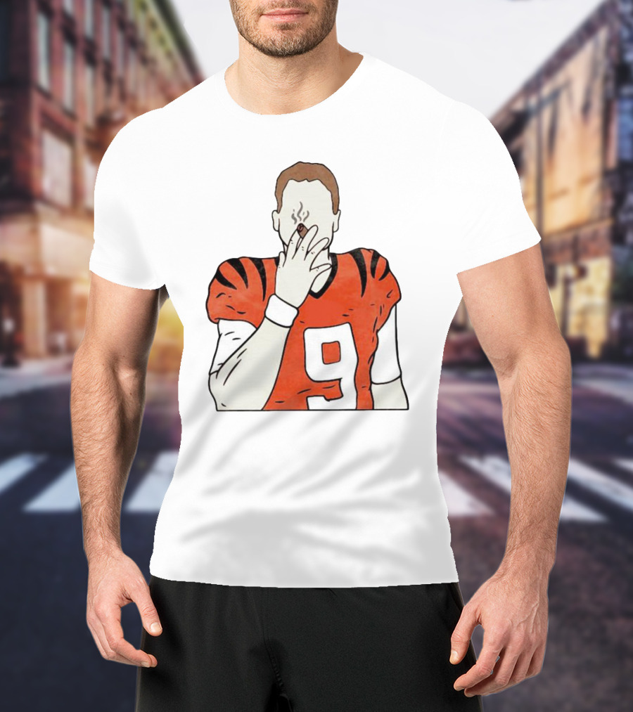 Joe Burrow Smokes Cigar Cincinnati Bengals Number 9 Jersey T-Shirt
