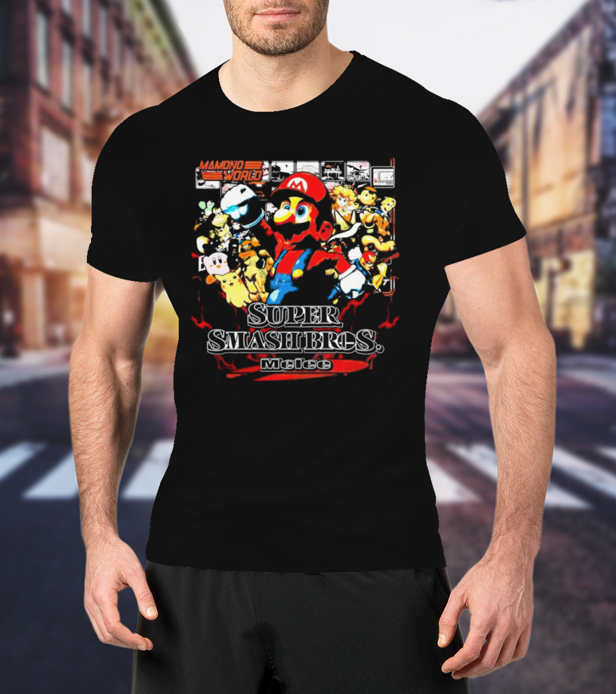 Mamoni World Mario X Cartoon Characters Super Smash Bros Melee T-Shirt