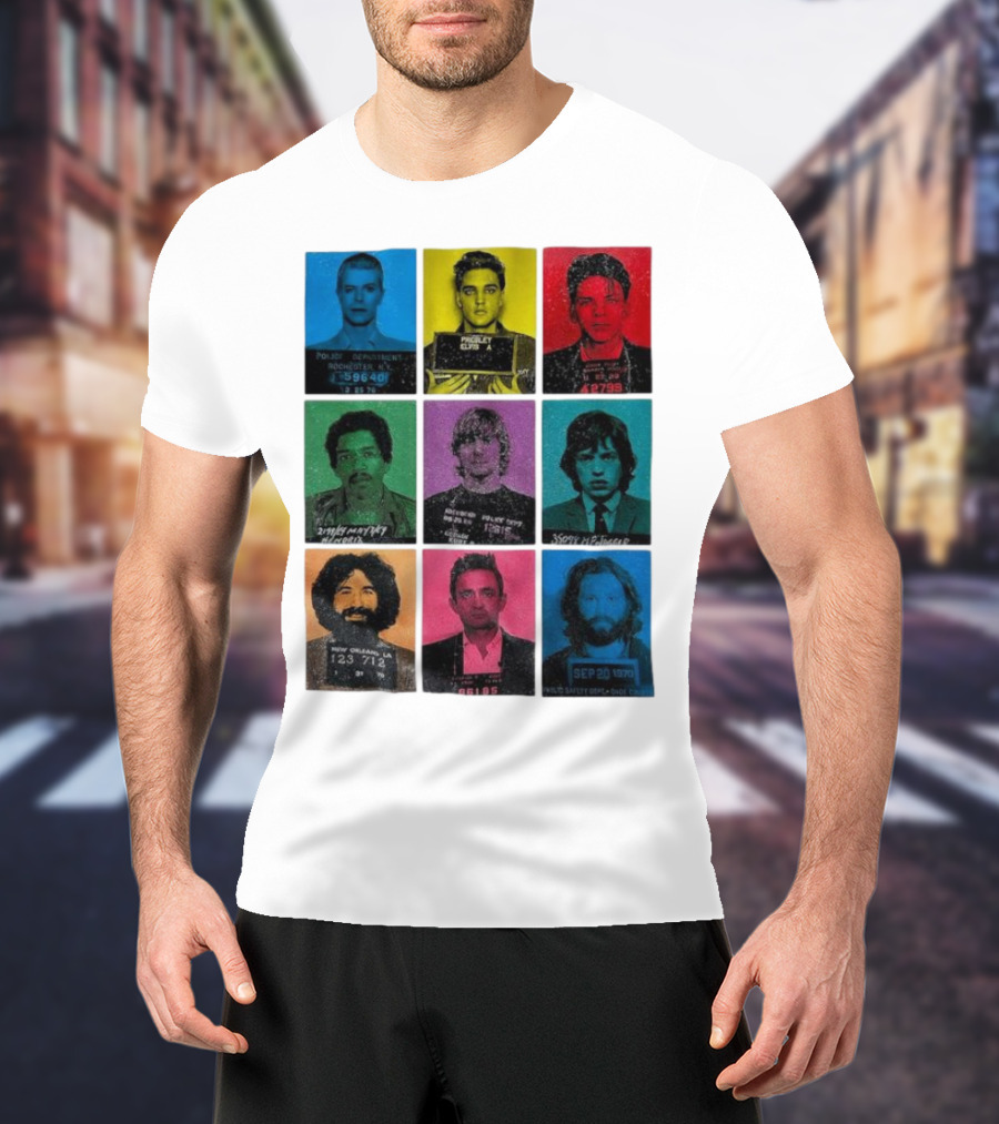 Police Department Mugshots Vintage Music Icons T-Shirt