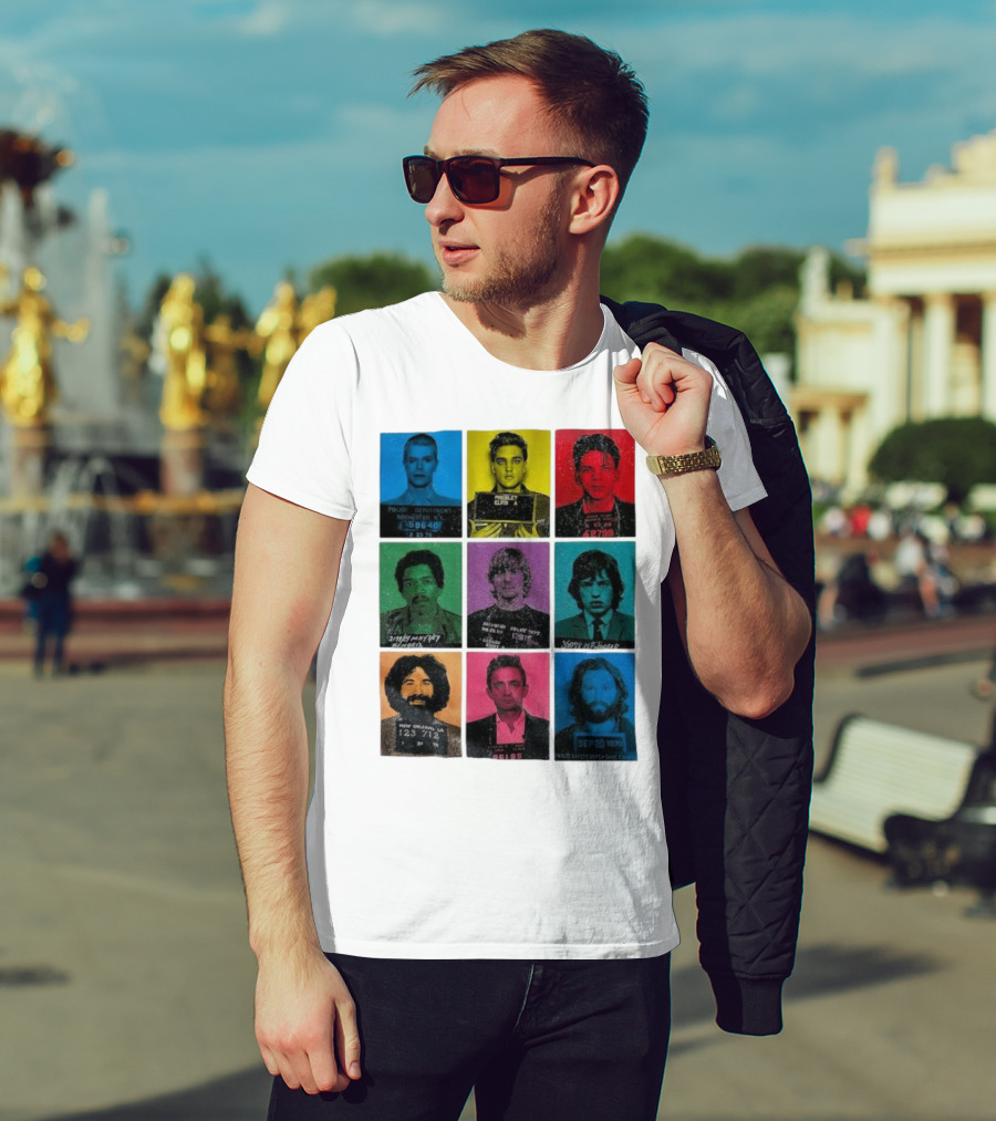 Police Department Mugshots Vintage Music Icons T-Shirt