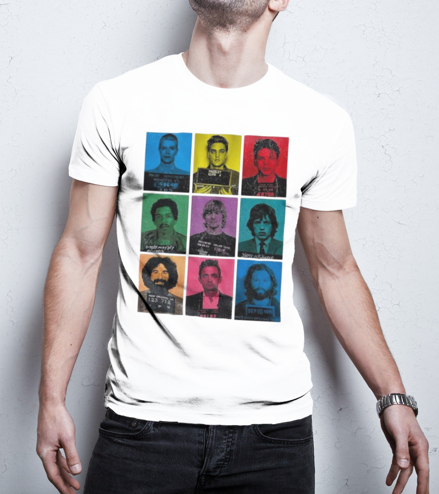 Police Department Mugshots Vintage Music Icons T-Shirt