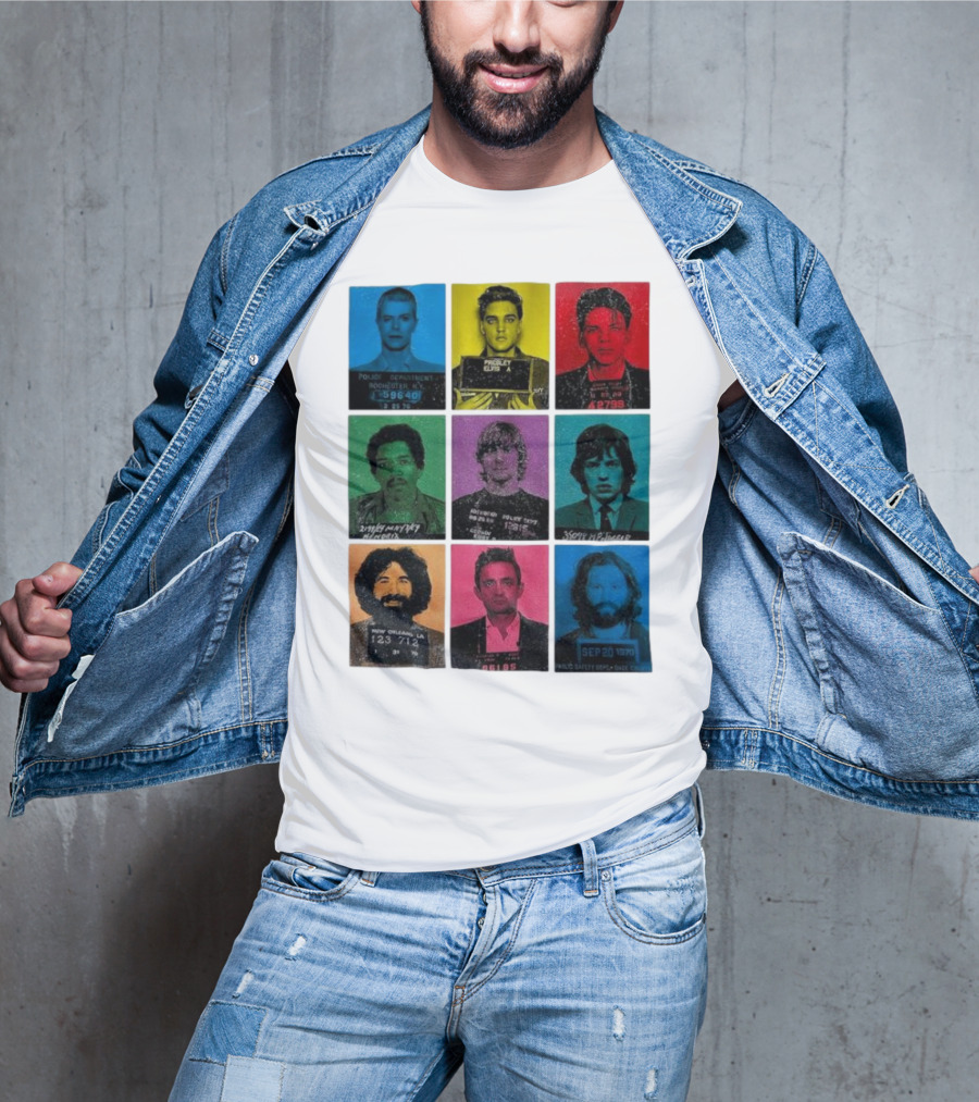 Police Department Mugshots Vintage Music Icons T-Shirt