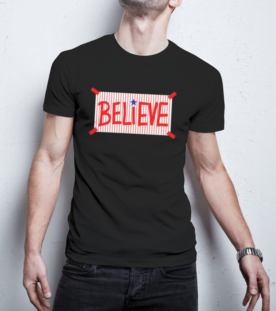 Philadelphia Phillies Believe Star Red Stripes T-Shirt