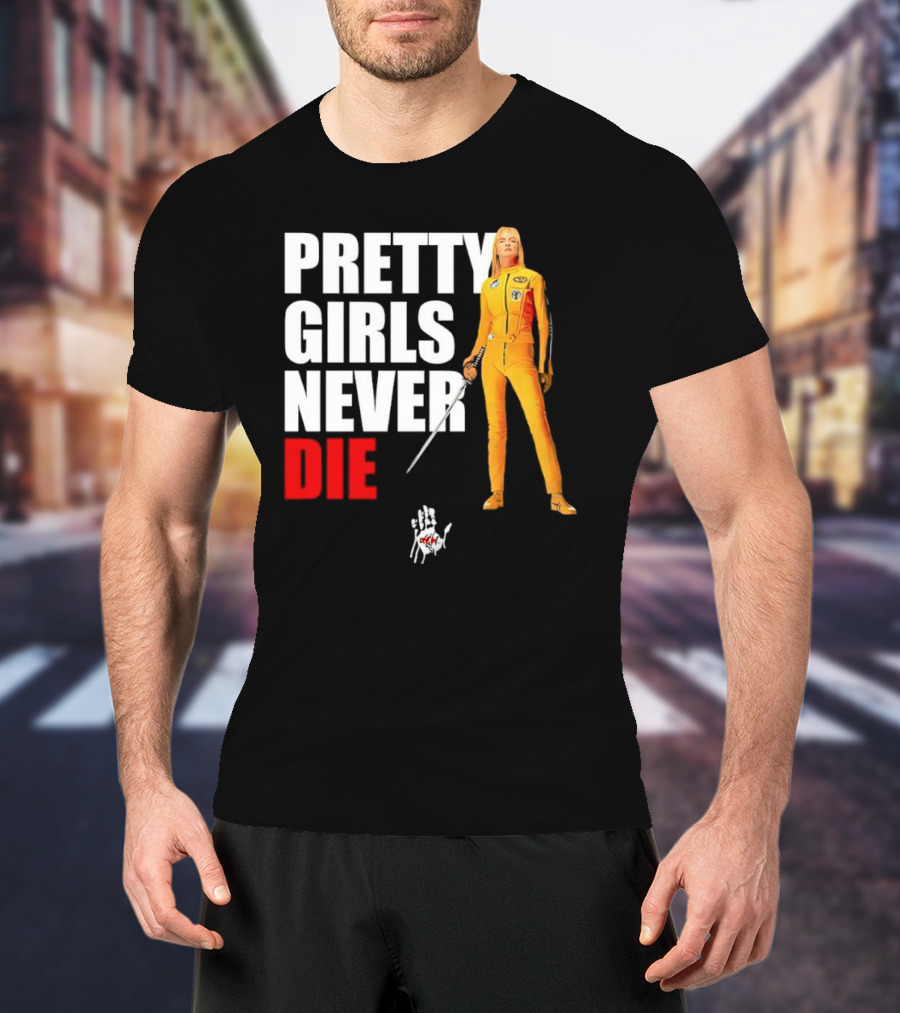 Pretty Girls Never Die Uma Yellow Jumpsuit Sword T-Shirt