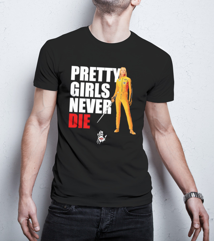 Pretty Girls Never Die Uma Yellow Jumpsuit Sword T-Shirt