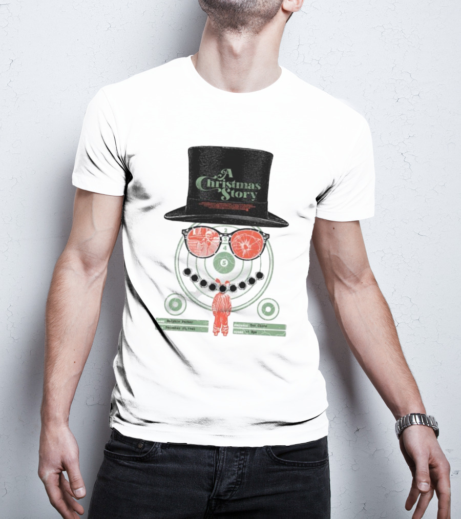 A Christmas Story Ralphie Parker Shooting Range With Top Hat And Glasses T-Shirt