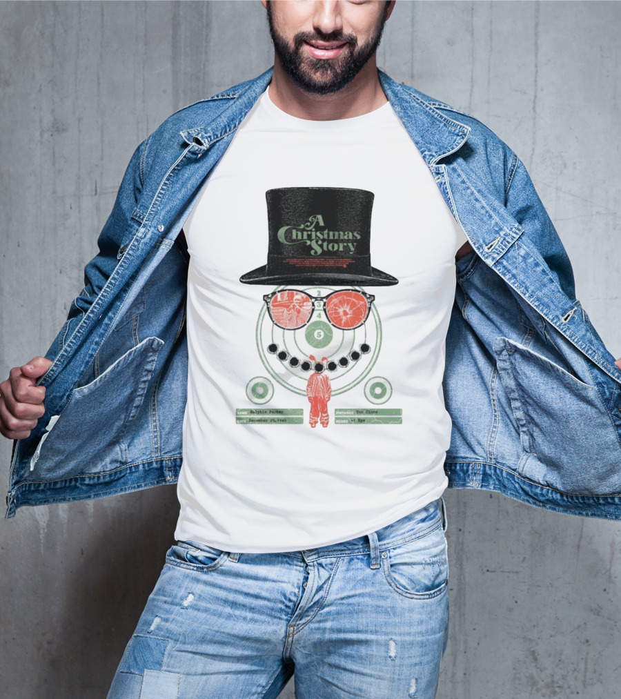 A Christmas Story Ralphie Parker Shooting Range With Top Hat And Glasses T-Shirt