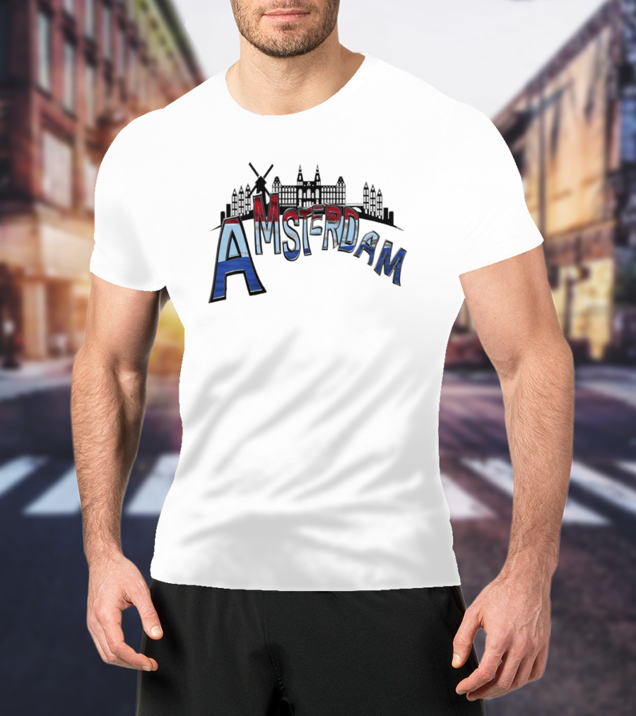 Amsterdam Dutch Skyline Windmill Souvenir T-Shirt