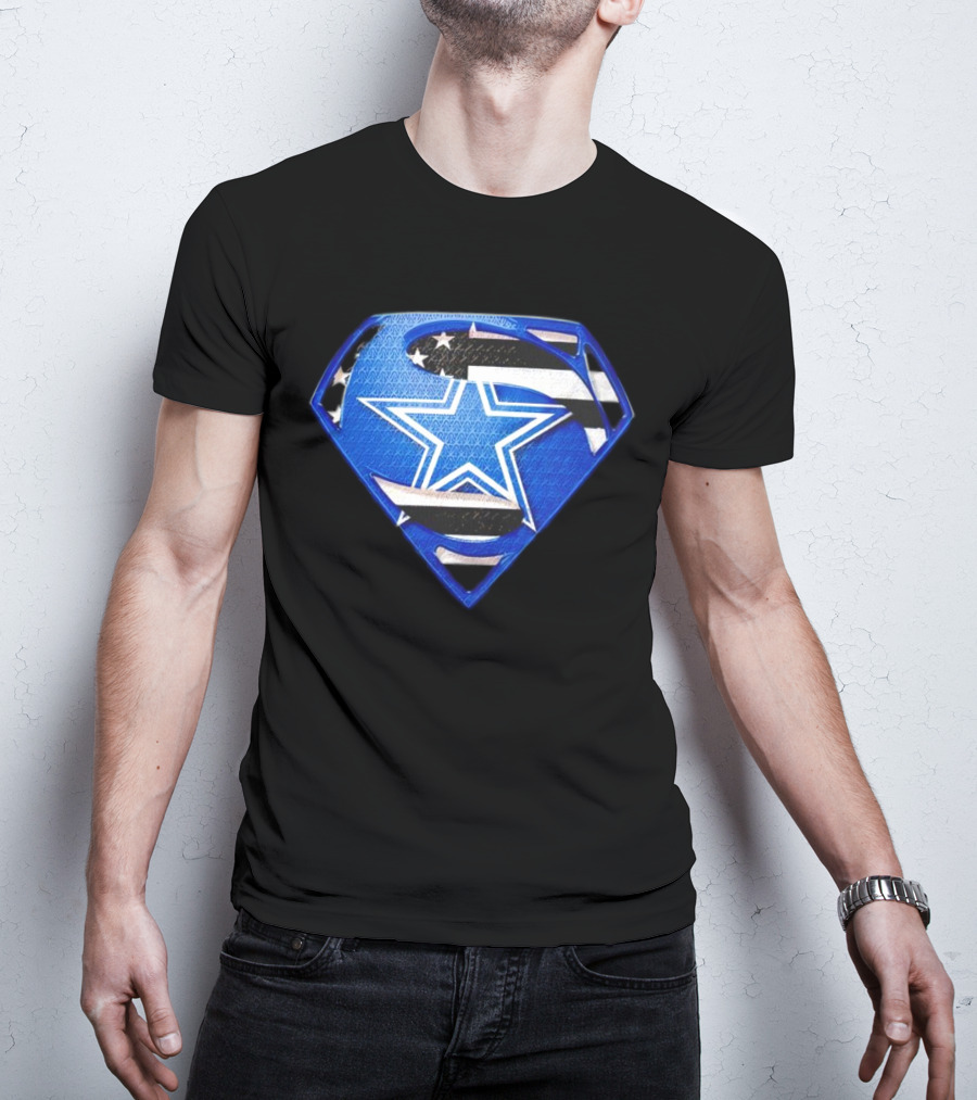 Dallas Cowboys Superman Icon With American Flag Elements T-Shirt