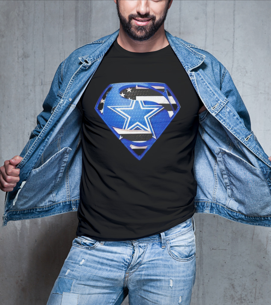 Dallas Cowboys Superman Icon With American Flag Elements T-Shirt