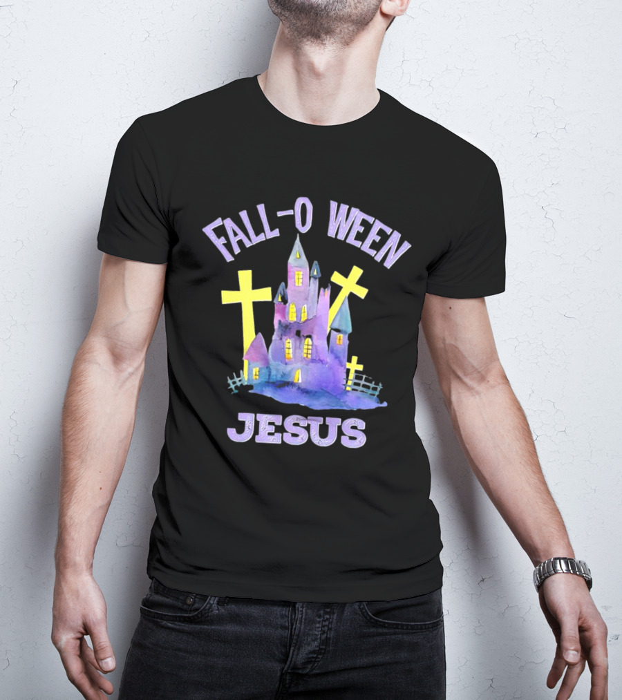 Falloween Jesus Haunted Castle With Crosses T-Shirt
