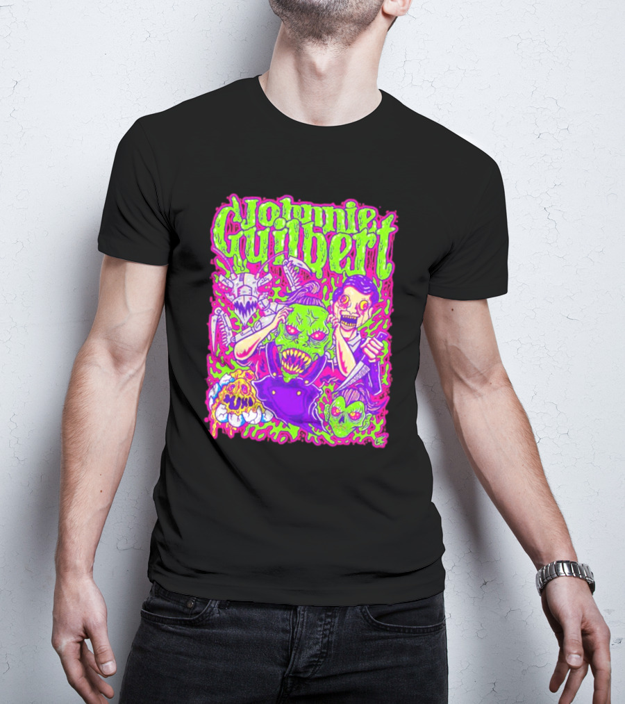Johnnie Guilbert Haunted Ghouls Monster Faces T-Shirt