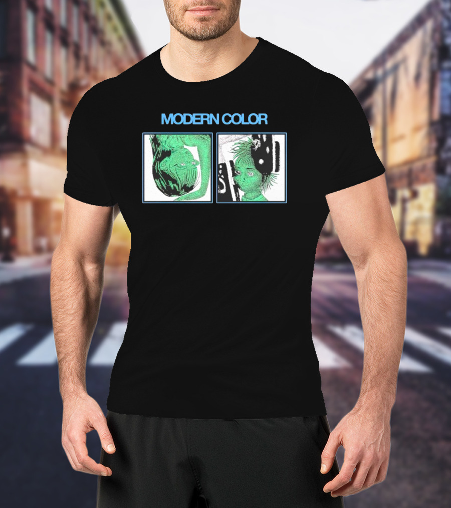 MODERN COLOR FORTRESS Anime Abstract Green Portraits T-Shirt