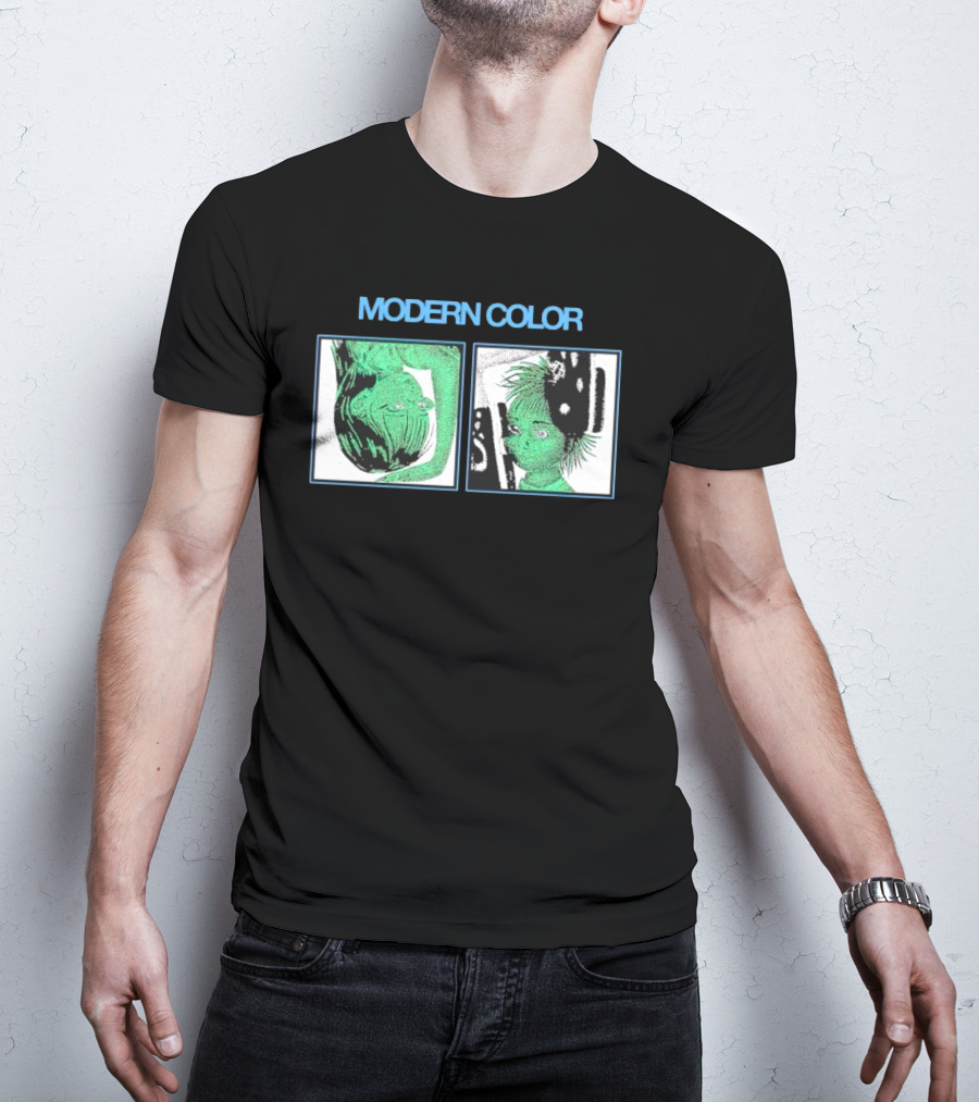 MODERN COLOR FORTRESS Anime Abstract Green Portraits T-Shirt