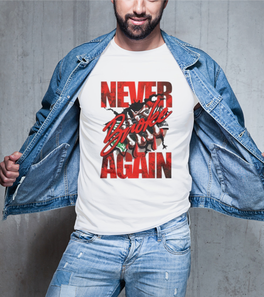 Never Broke Again Red Dripping With Money Seafoam Highlights T-Shirt