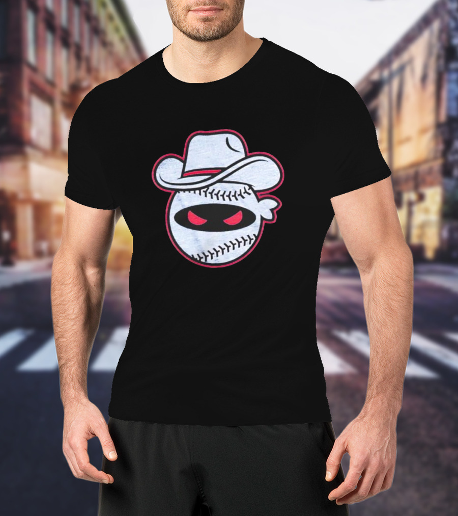 Pitching Ninja Cowboy Baseball Icon Wearing Cowboy Hat T-Shirt