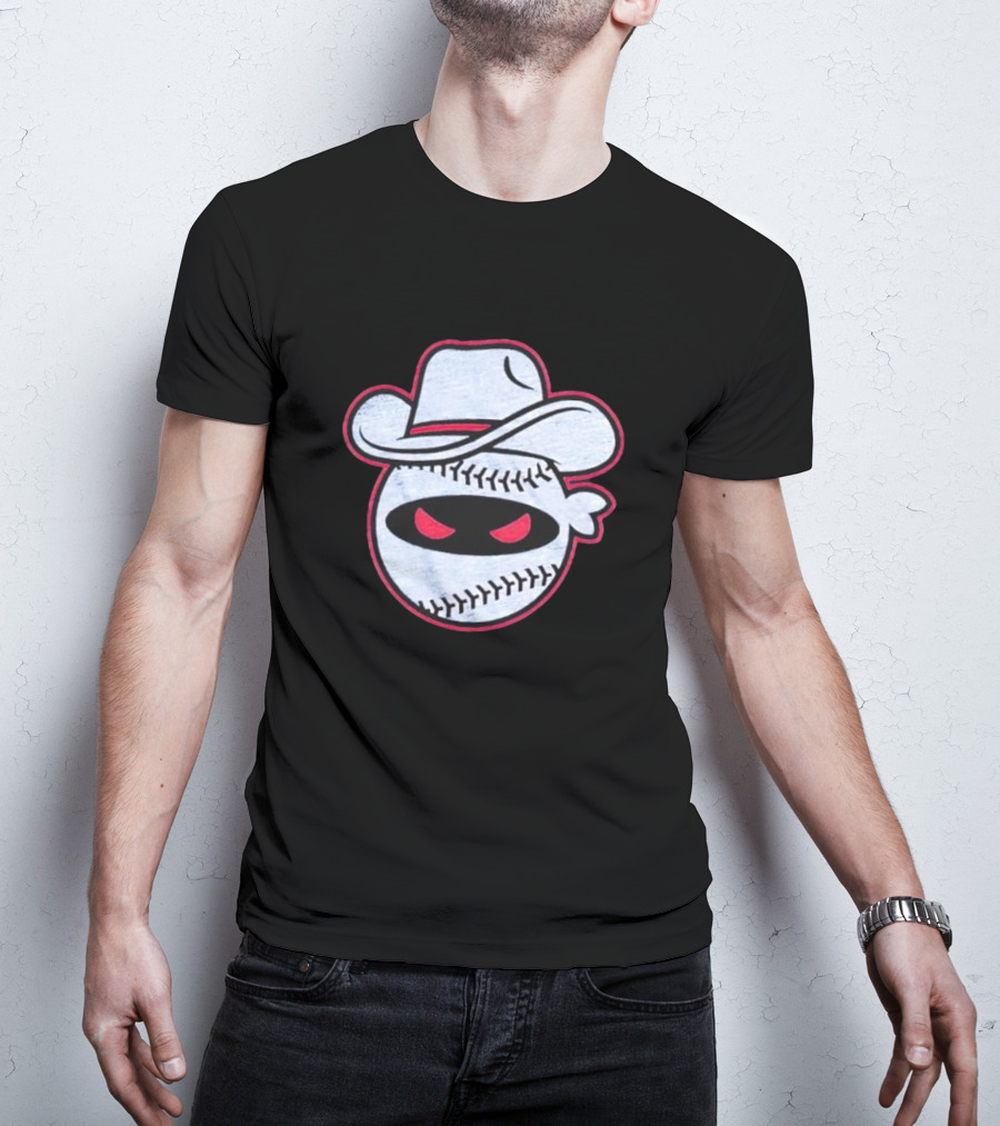 Pitching Ninja Cowboy Baseball Icon Wearing Cowboy Hat T-Shirt