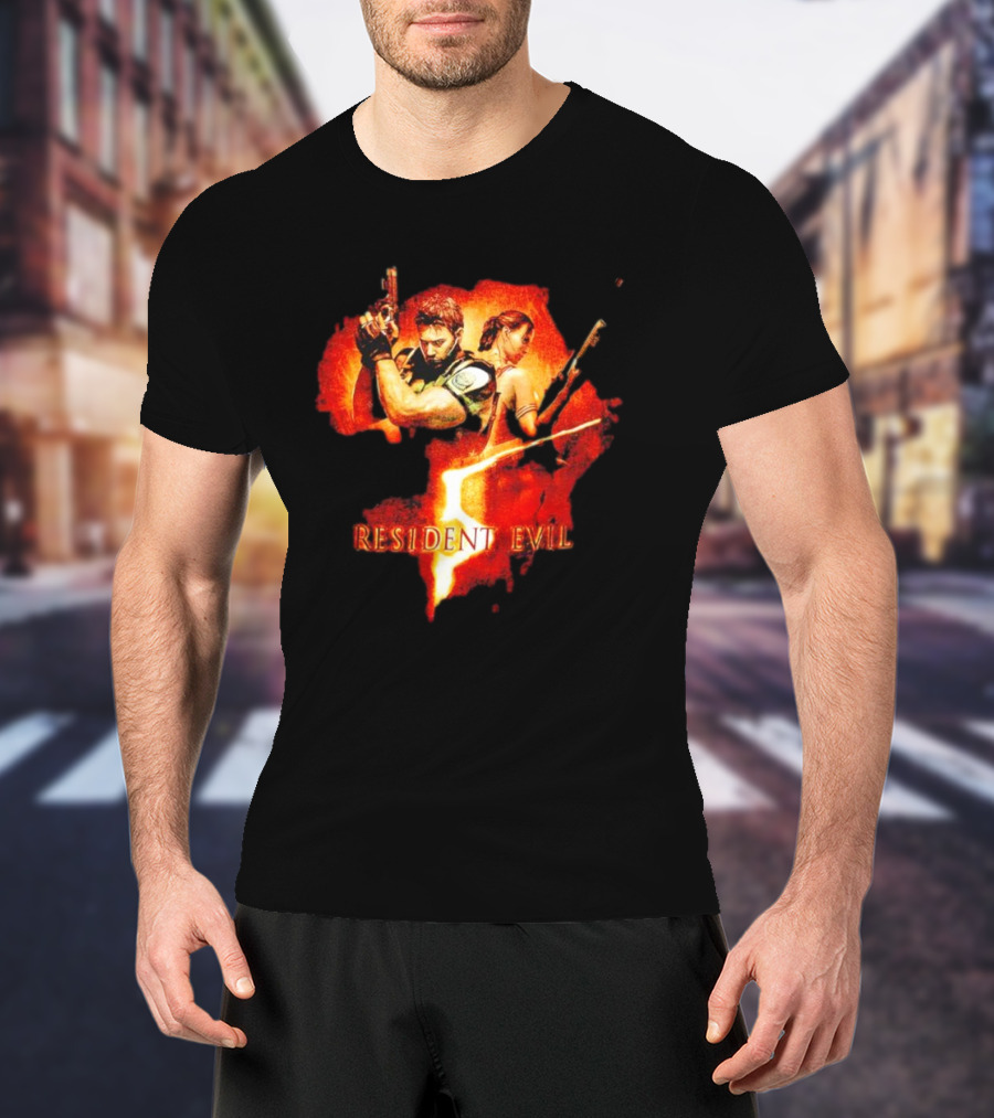 Resident Evil 5 Chris Redfield Sheva Alomar Vintage Retro Game T-Shirt