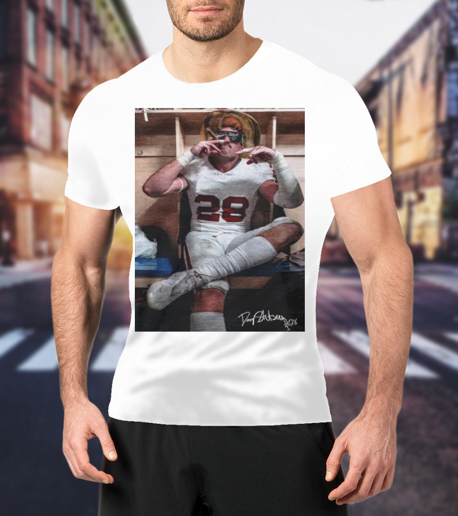 Stutsman Texas Fears Oklahoma 28 Football Locker Room Celebration Posing With Cigar And Signature T-Shirt