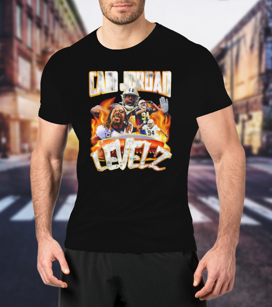 Cam Jordan Levelz Football Flames Action 94 T-Shirt