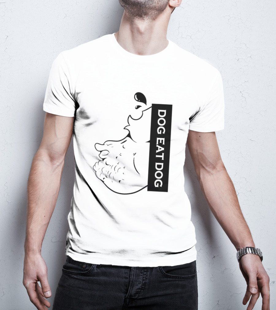 DOG EAT DOG Text With Canine Sketch T-Shirt