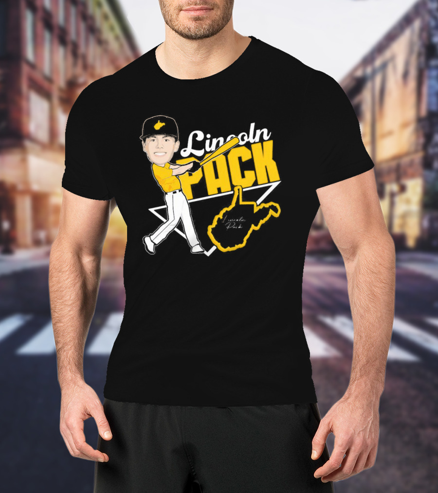 Lincoln Pack Baseball Caricature With Signature And West Virginia T-Shirt