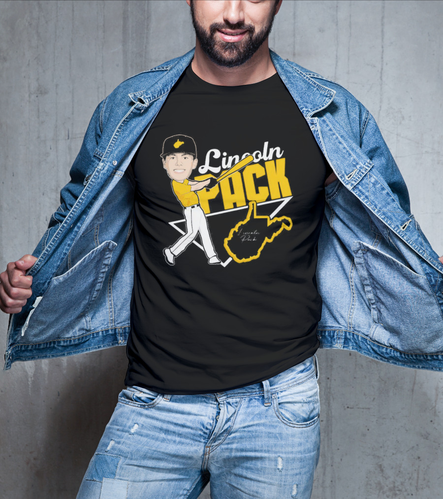Lincoln Pack Baseball Caricature With Signature And West Virginia T-Shirt