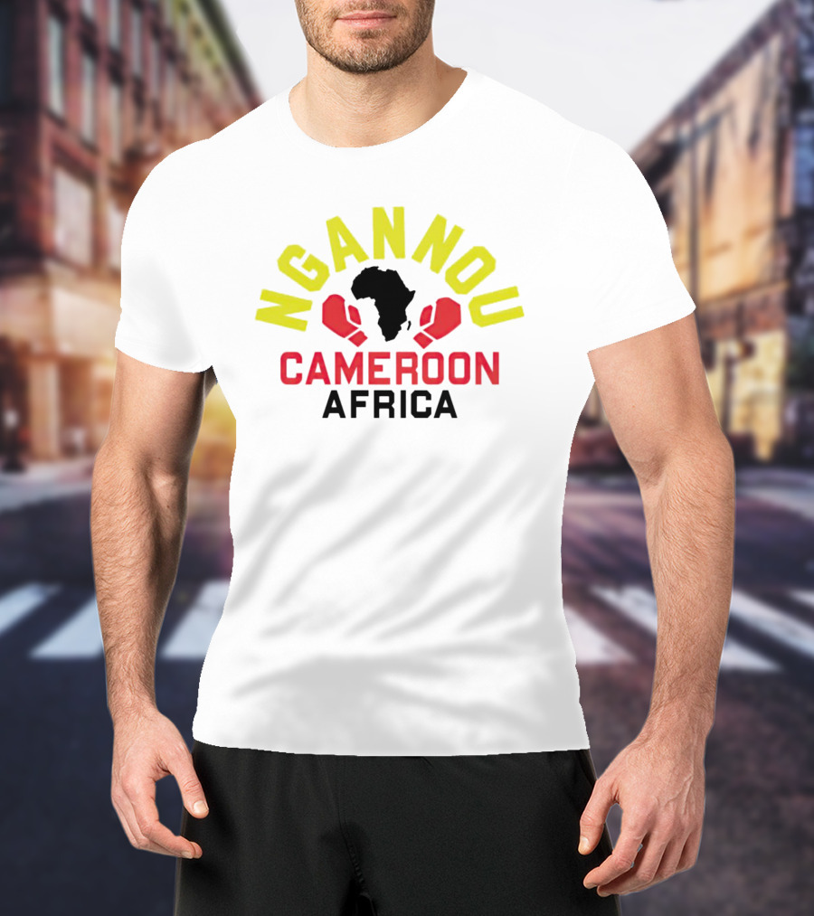 Ngannou Cameroon Africa Boxing Gloves Map T-Shirt