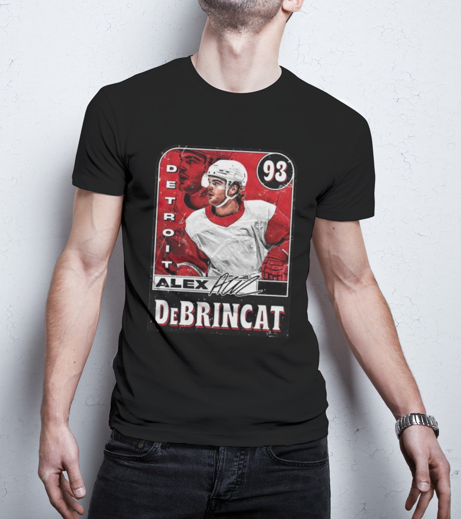 Detroit Alex DeBrincat 93 Card Red And White Hockey T-Shirt