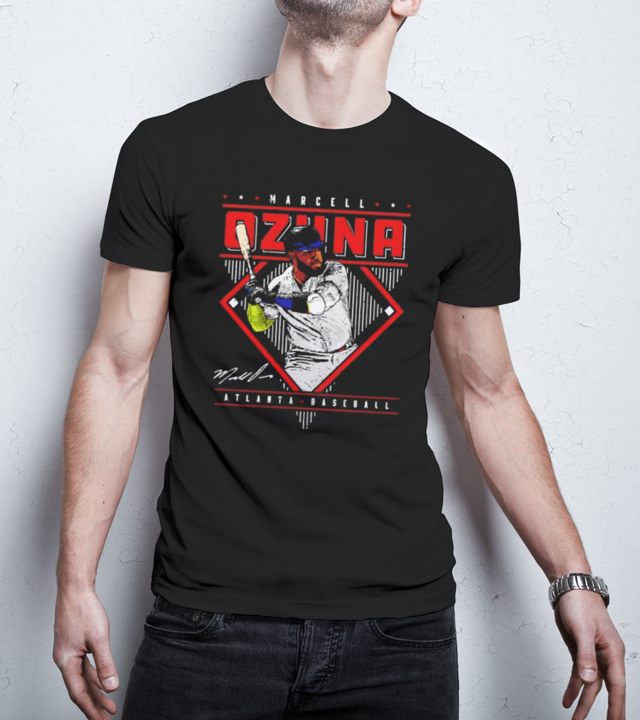 Marcell Ozuna Atlanta Baseball Diamond Graphic Signature T-Shirt