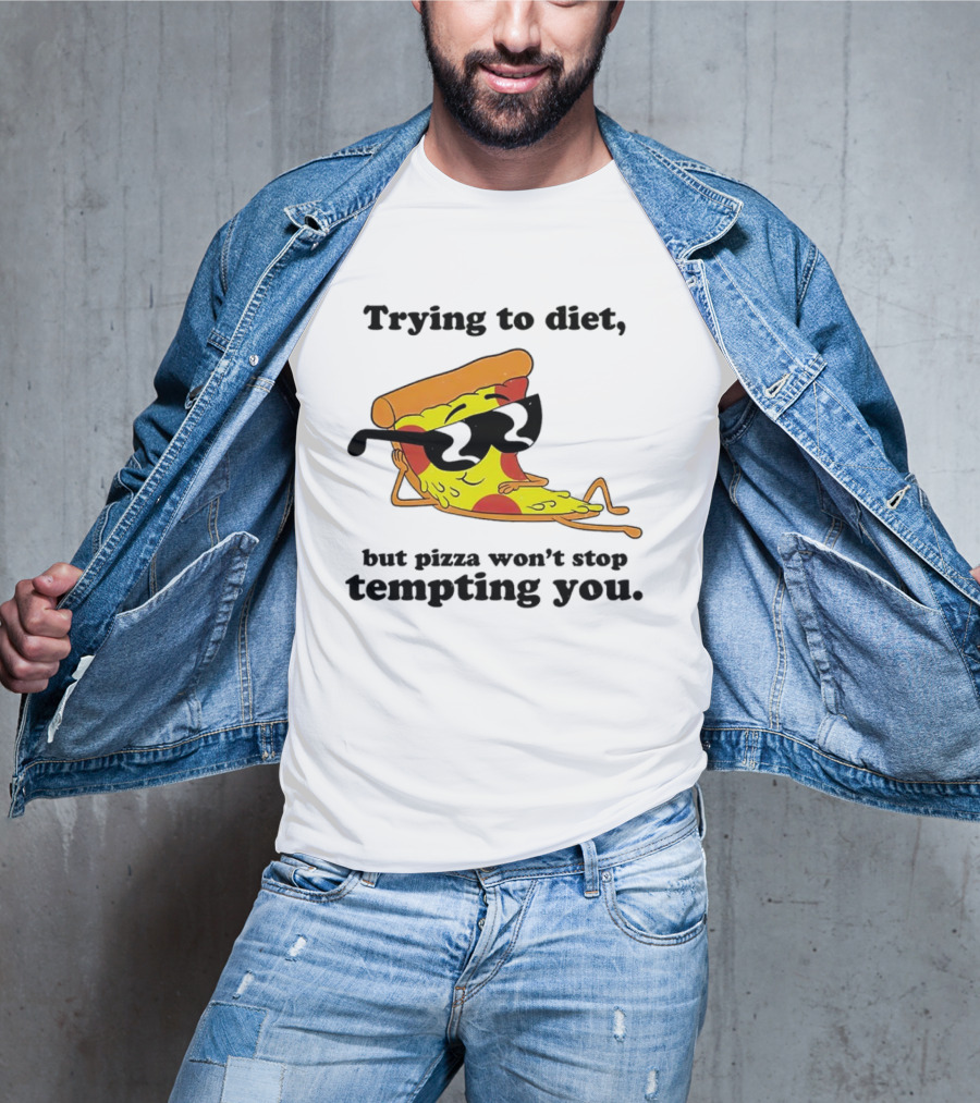 Trying To Diet But Pizza Won’t Stop Tempting You With Relaxed Pizza Slice In Sunglasses T-Shirt