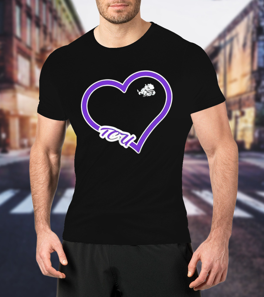 TCU Horned Frogs Purple Heart Outline T-Shirt