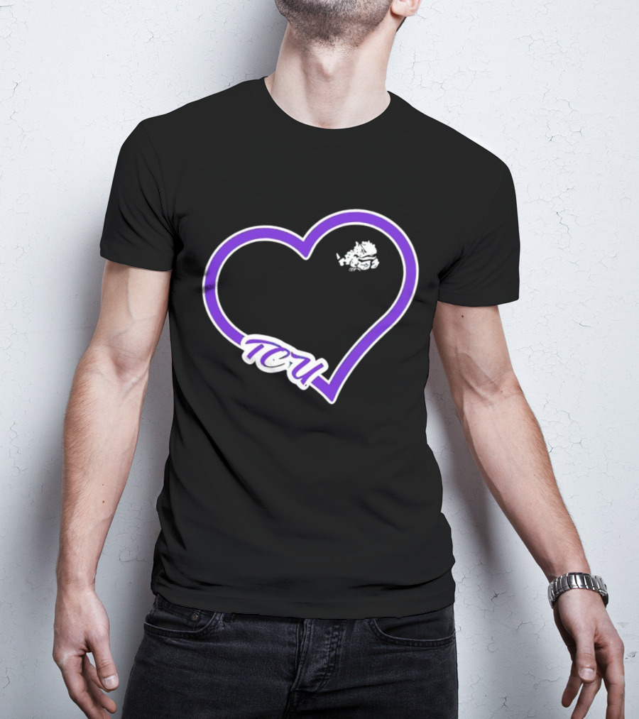 TCU Horned Frogs Purple Heart Outline T-Shirt