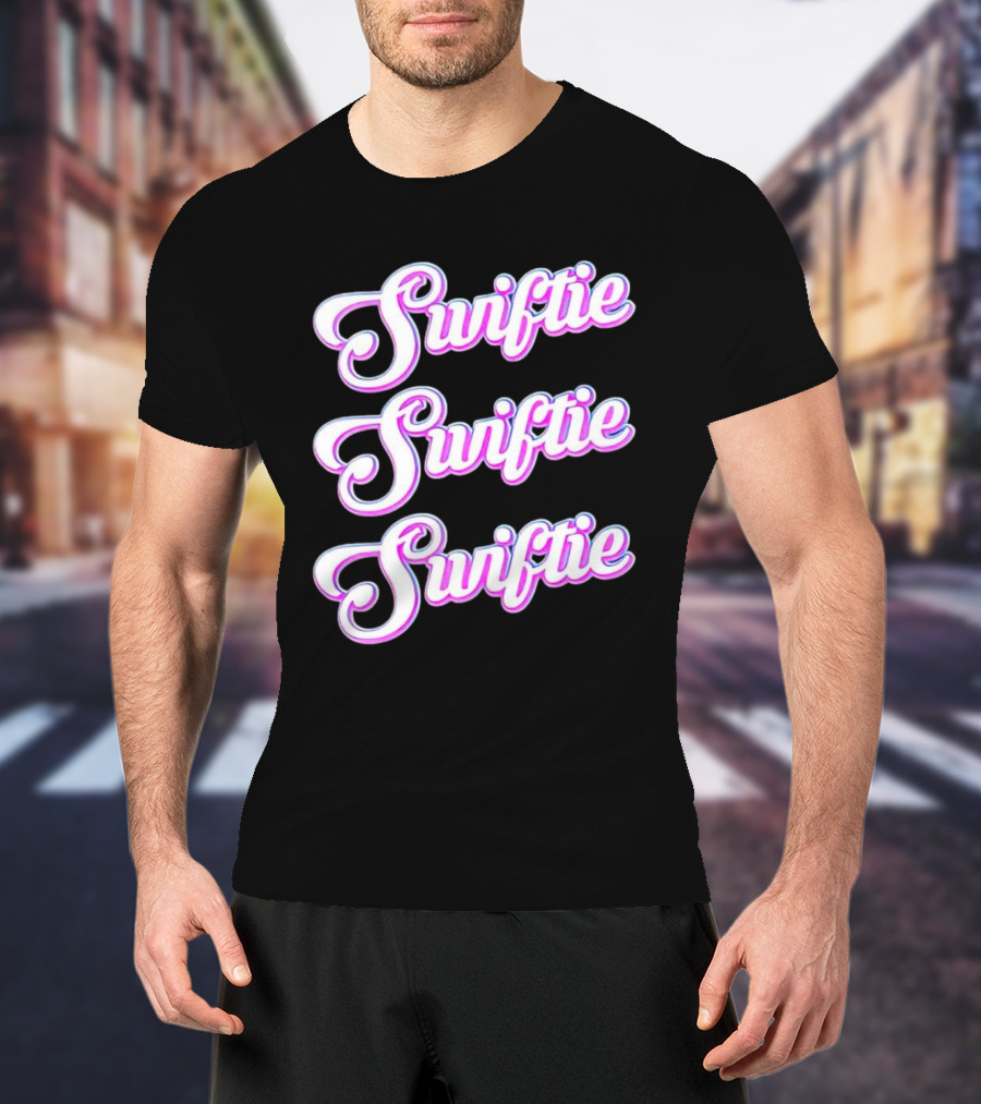 Triple Swiftie Groovy 80’s Style Retro Pink Typography T-Shirt