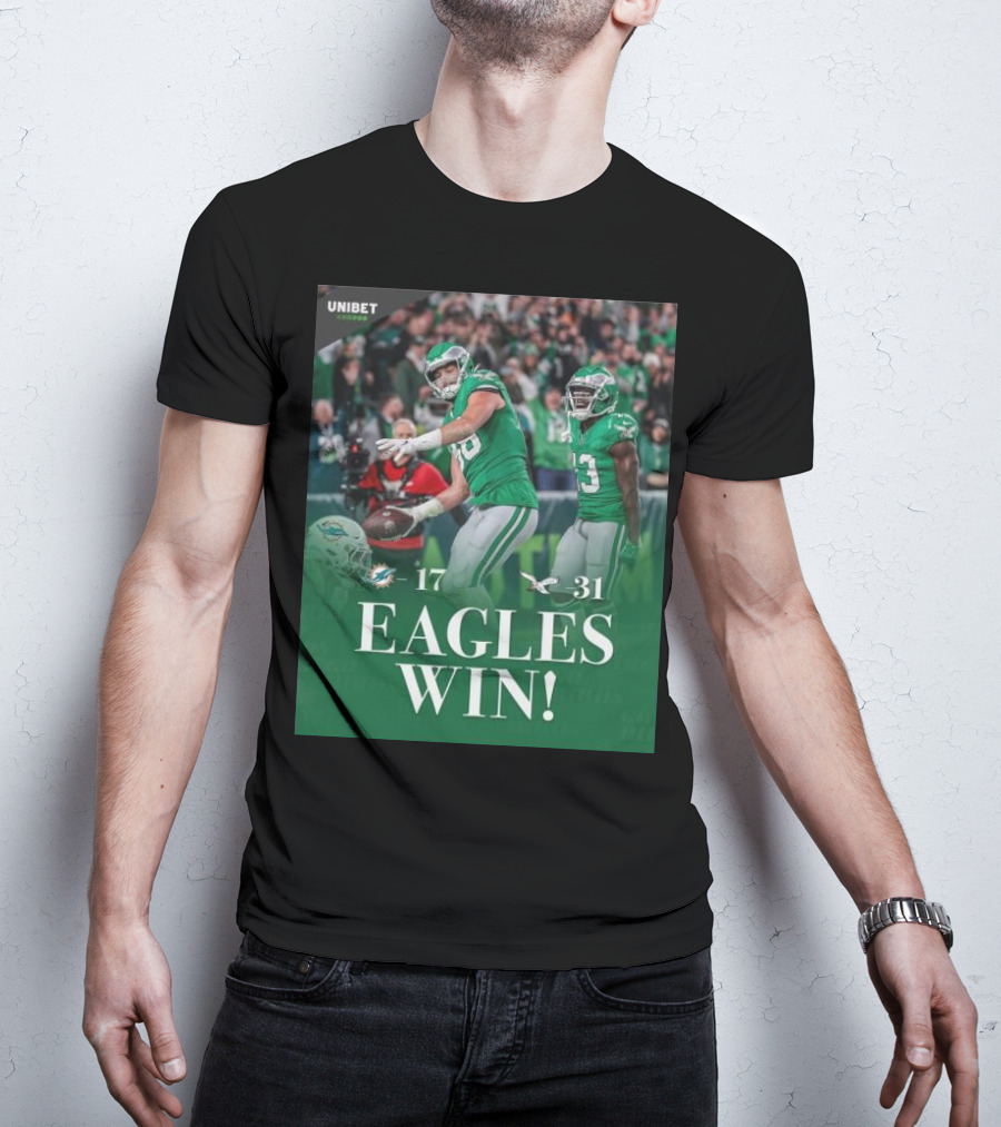 Eagles Win Over Dolphins 31-17 NFL Game Unibet Sports Highlight T-Shirt