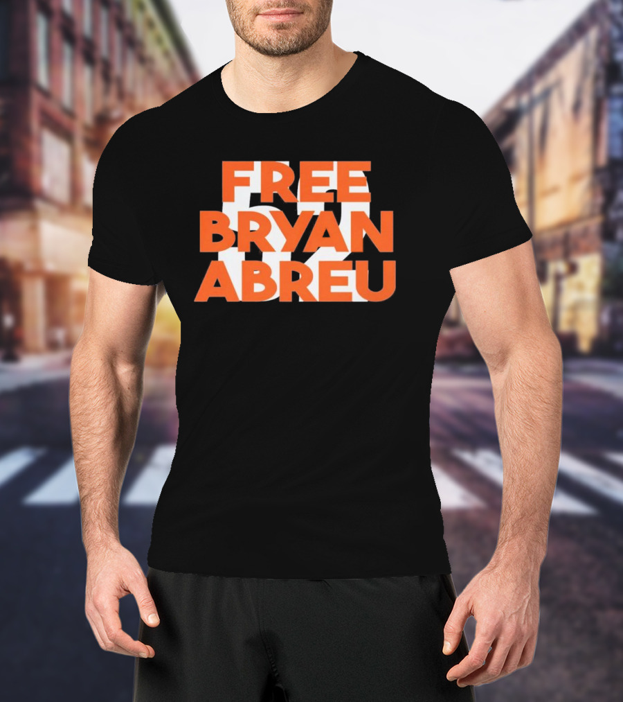 Free Bryan Abreu 52 Bold Orange Text T-Shirt