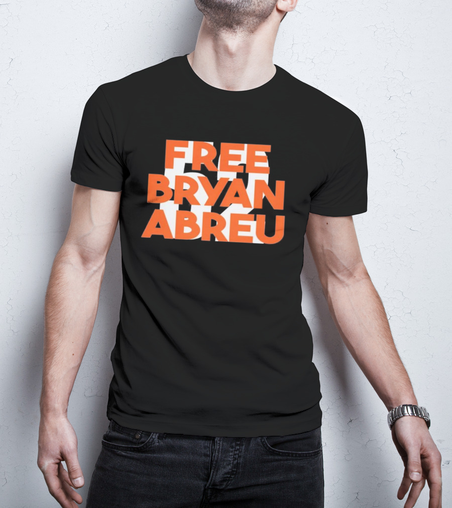 Free Bryan Abreu 52 Bold Orange Text T-Shirt