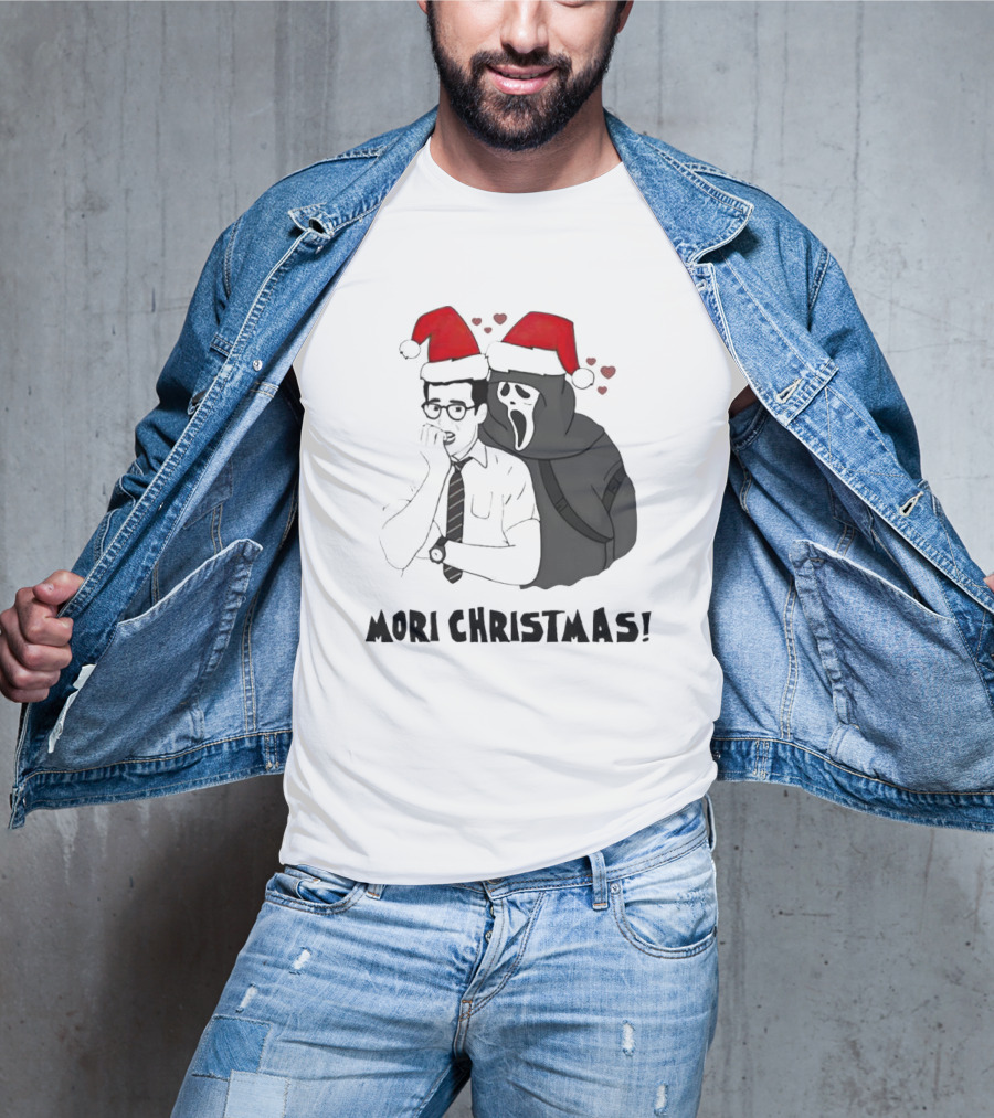 Ghostface Mori Christmas Santa Hats And Hearts T-Shirt