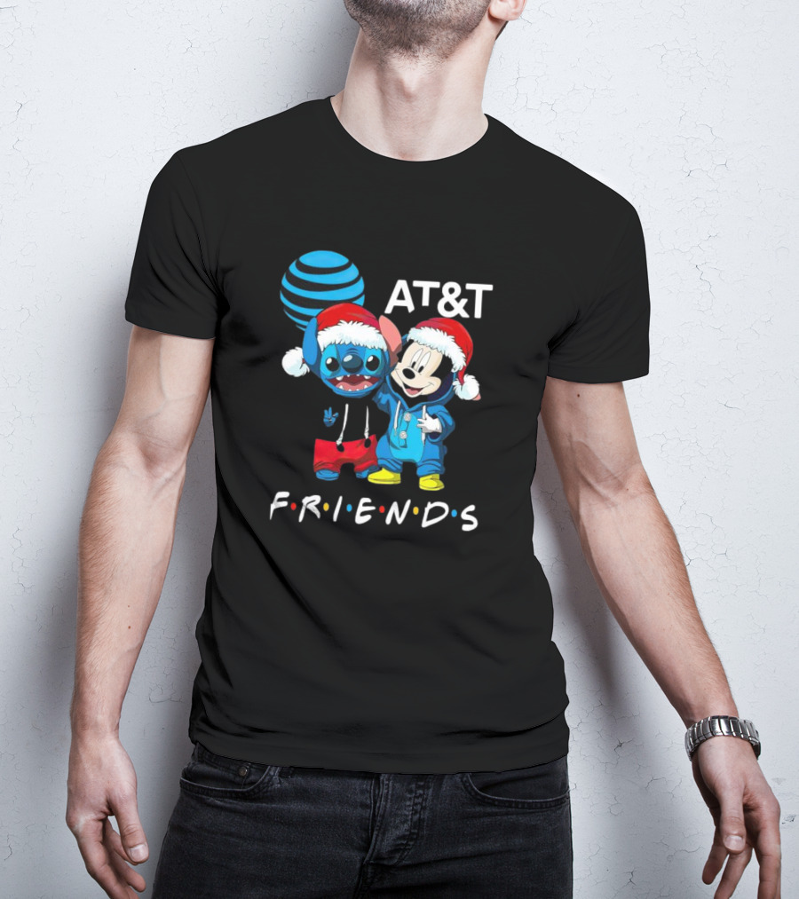 AT&T Christmas Friends Stitch And Mickey Mouse Holiday Cheer T-Shirt